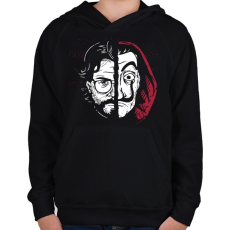 PRINTFASHION A nagy pénzrablás - Professor - Gyerek kapucnis pulóver - Fekete