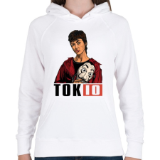 PRINTFASHION A nagy pénzrablás - TOKIO - Női kapucnis pulóver - Fehér női pulóver, kardigán