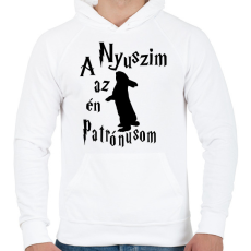 PRINTFASHION A Nyuszim az én Patrónusom - Férfi kapucnis pulóver - Fehér