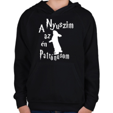 PRINTFASHION A Nyuszim az én Patrónusom - Gyerek kapucnis pulóver - Fekete gyerek pulóver, kardigán