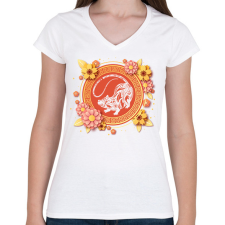 PRINTFASHION A patkány éve - Női V-nyakú póló - Fehér női póló