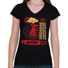 PRINTFASHION A patkány éve - Női V-nyakú póló - Fekete női póló