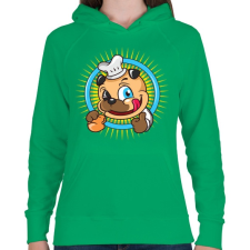 PRINTFASHION A pék kutyája - Női kapucnis pulóver - Zöld női pulóver, kardigán