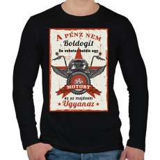 PRINTFASHION A pénz nem boldogít - Motoros minta - Férfi hosszú ujjú póló - Fekete