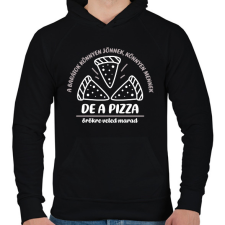 PRINTFASHION A pizza örökre veled marad - Férfi kapucnis pulóver - Fekete férfi pulóver, kardigán