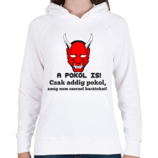 PRINTFASHION a pokol is! - Női kapucnis pulóver - Fehér