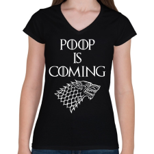 PRINTFASHION A puki közeleg - Női V-nyakú póló - Fekete női póló