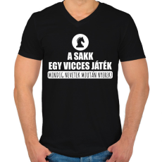 PRINTFASHION A sakk vicces játék - Férfi V-nyakú póló - Fekete