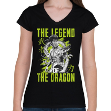 PRINTFASHION A sárkány legendája - Női V-nyakú póló - Fekete női póló