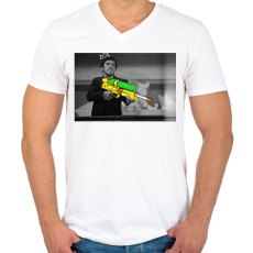 PRINTFASHION A sebhelyesarcú - Férfi V-nyakú póló - Fehér