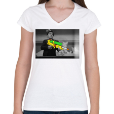 PRINTFASHION A sebhelyesarcú - Női V-nyakú póló - Fehér női póló