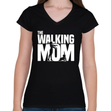 PRINTFASHION A sétáló anya - Női V-nyakú póló - Fekete női póló