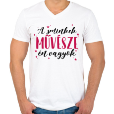 PRINTFASHION A sminkek művésze - Férfi V-nyakú póló - Fehér