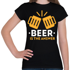 PRINTFASHION A sör a válasz - Női póló - Fekete