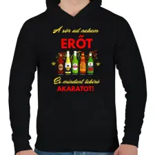 PRINTFASHION a sör ad nekem erőt - Férfi kapucnis pulóver - Fekete férfi pulóver, kardigán