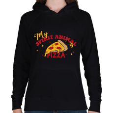 PRINTFASHION A spirituális állatom - Pizza - Női kapucnis pulóver - Fekete