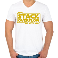 PRINTFASHION A Stack Overflow legyen veled - Férfi V-nyakú póló - Fehér férfi póló