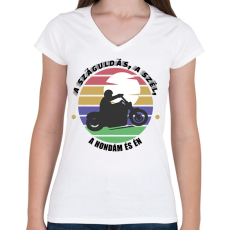 PRINTFASHION A száguldás, a szél - Honda - Női V-nyakú póló - Fehér