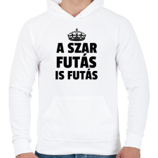 PRINTFASHION A szar futás is futás - Férfi kapucnis pulóver - Fehér férfi pulóver, kardigán