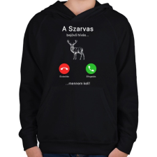 PRINTFASHION A szarvas hív - Gyerek kapucnis pulóver - Fekete gyerek pulóver, kardigán