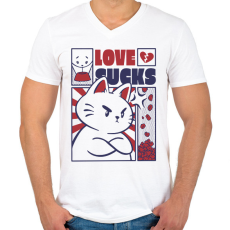 PRINTFASHION A szerelem szívás - Férfi V-nyakú póló - Fehér