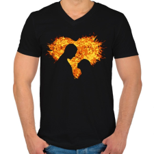 PRINTFASHION A szerelem tüze - Férfi V-nyakú póló - Fekete férfi póló