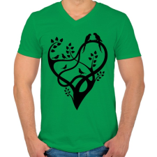 PRINTFASHION A szeretet fája - Férfi V-nyakú póló - Zöld férfi póló