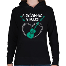 PRINTFASHION A szívemhez a kulcs - Gitár - Női kapucnis pulóver - Fekete női pulóver, kardigán