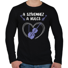 PRINTFASHION A szívemhez a kulcs - Hegedű - Férfi hosszú ujjú póló - Fekete férfi póló
