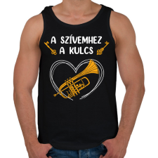 PRINTFASHION A szívemhez a kulcs - Trombita - Férfi atléta - Fekete atléta, trikó