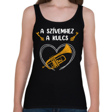 PRINTFASHION A szívemhez a kulcs - Trombita - Női atléta - Fekete női trikó