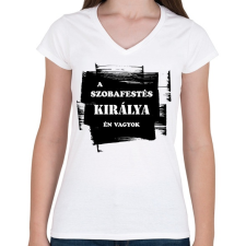 PRINTFASHION A szobafestés királya én vagyok - Női V-nyakú póló - Fehér női póló