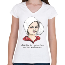 PRINTFASHION A szolgálólány meséje - Női V-nyakú póló - Fehér