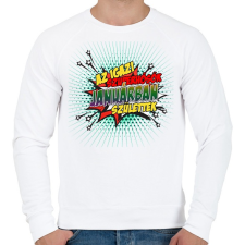 PRINTFASHION A szuperhősök januárban születtek - Férfi pulóver - Fehér férfi pulóver, kardigán