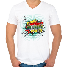 PRINTFASHION A szuperhősök júliusban születtek - Férfi V-nyakú póló - Fehér férfi póló