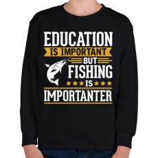 PRINTFASHION A tanulás fontos, de a pecázás fontosabb - Gyerek pulóver - Fekete