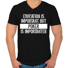 PRINTFASHION A tanulás fontos, de a póker fontosabb! - Férfi V-nyakú póló - Fekete férfi póló