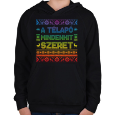 PRINTFASHION A télapó mindenkit szeret - Gyerek kapucnis pulóver - Fekete gyerek pulóver, kardigán