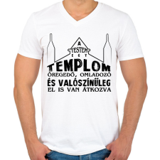 PRINTFASHION A testem egy templom - Férfi V-nyakú póló - Fehér férfi póló