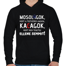 PRINTFASHION A testvéred vagyok :) - fehér - Férfi kapucnis pulóver - Fekete férfi pulóver, kardigán