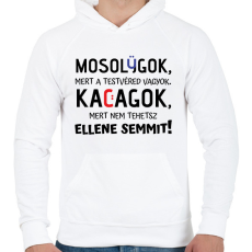 PRINTFASHION A testvéred vagyok :) - fekete - Férfi kapucnis pulóver - Fehér