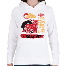 PRINTFASHION A tigris éve - Női kapucnis pulóver - Fehér női pulóver, kardigán
