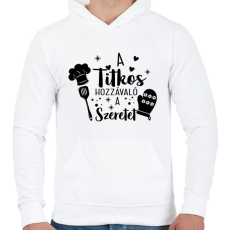 PRINTFASHION A titkos hozzávaló a szeretet - Férfi kapucnis pulóver - Fehér