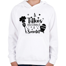 PRINTFASHION A titkos hozzávaló a szeretet - Gyerek kapucnis pulóver - Fehér gyerek pulóver, kardigán