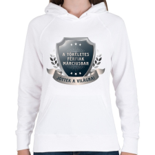 PRINTFASHION A tökéletes férfiak március - Női kapucnis pulóver - Fehér női pulóver, kardigán