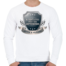 PRINTFASHION A tökéletes férfiak szeptember - Férfi pulóver - Fehér