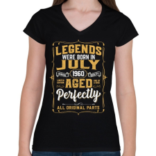 PRINTFASHION A tökéletes legendák júliusban születtek - Női V-nyakú póló - Fekete női póló