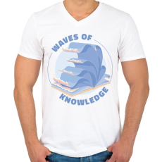 PRINTFASHION A tudás hulláma - Férfi V-nyakú póló - Fehér