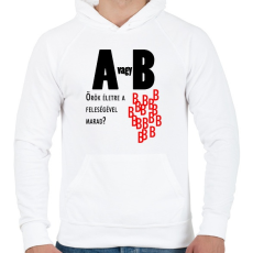 PRINTFASHION A vagy B - Férfi kapucnis pulóver - Fehér