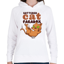 PRINTFASHION A vajazott macska paradoxon - Női kapucnis pulóver - Fehér női pulóver, kardigán